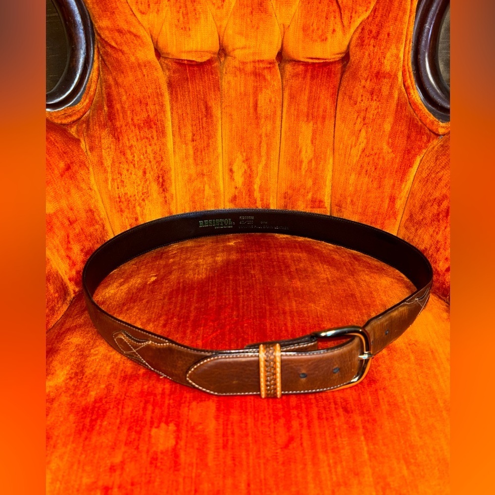 Resistol Belt Men 40 Brown Genuine Full Grain Leather Western Cowboy - Picture 5 of 7